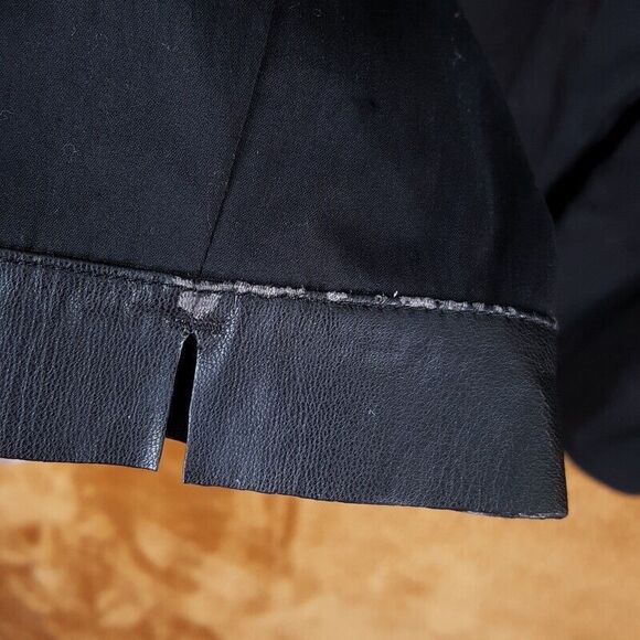 LAFAYETTE 148 Womens Top Size 6 Black Button Up Shirt Faux Leather Trim Stretch - Picture 8 of 11